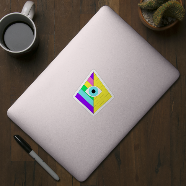 Pyramid Colorful Abstract Illuminati , Pyramid Eye Artwork by Utopia Shop